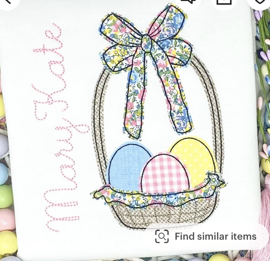 - SAMPLE SALE- Applique Easter Basket with Bow Design