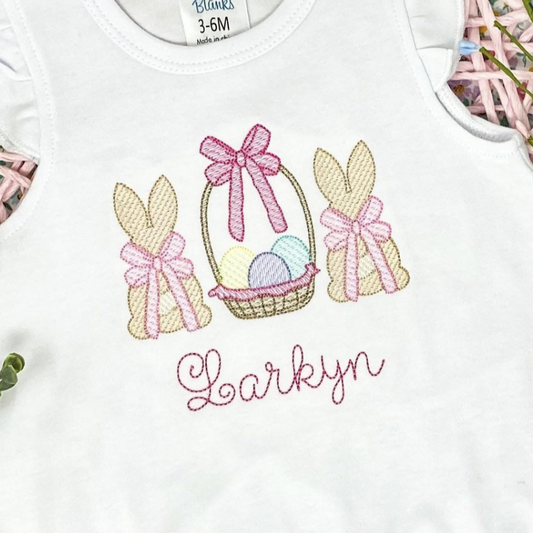 - SAMPLE SALE- Sketch Bunnies with Bow Design