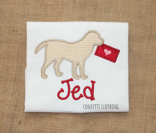Applique Boys Puppy Dog with Love Note Design