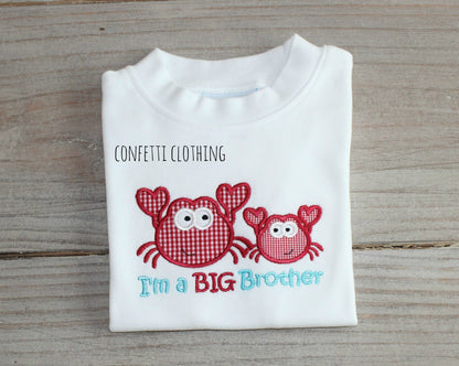 Applique Boys Big Brother Crab Siblings Design