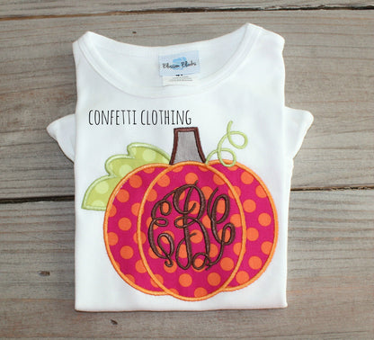 Applique Girls Polka Dot Pumpkin Design