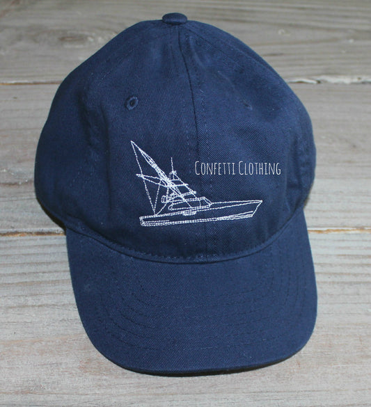 Sketch Fishing Boat Baseball Hat