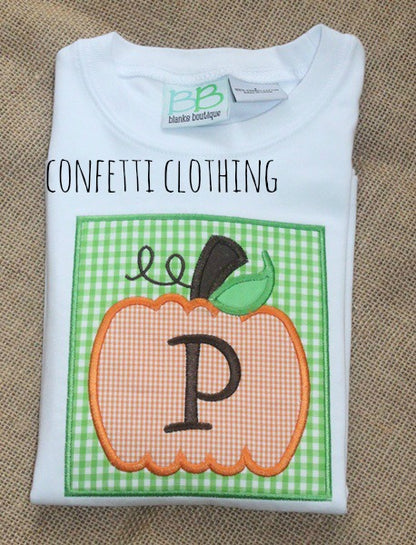 Applique Boys Gingham Patch Pumpkin Design