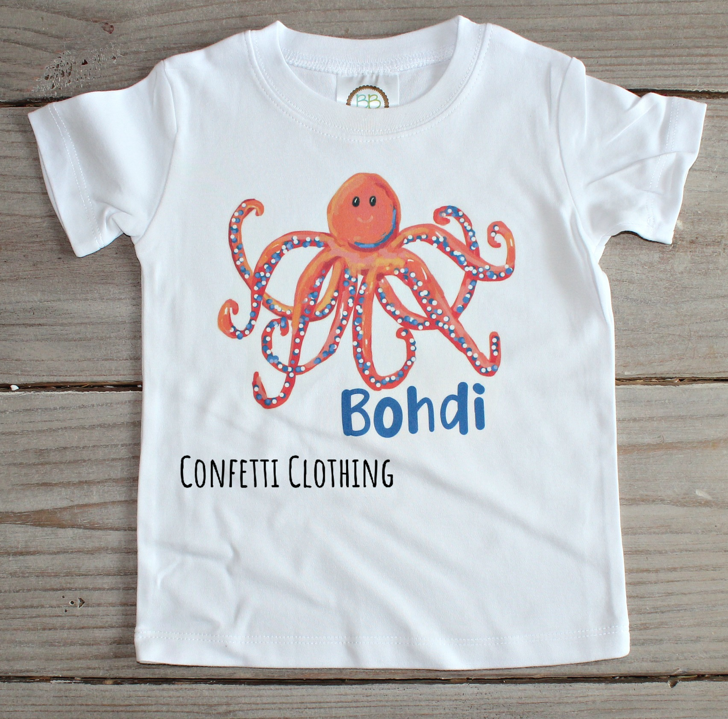 Printed Orange & Blue Octopus Design