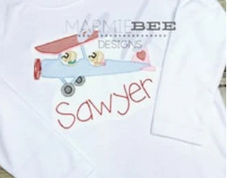 - SAMPLE SALE- Sketch Puppy Heart Airplane Design