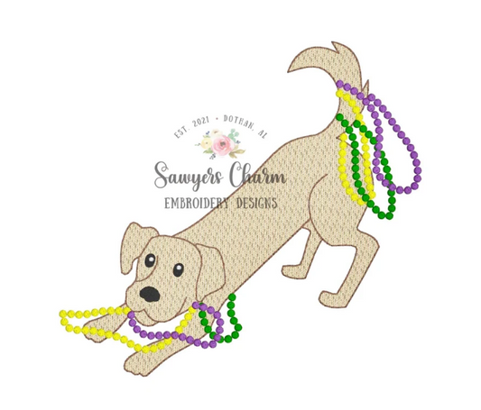 - SAMPLE SALE- Sketch Dog with Beads Design