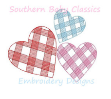 - SAMPLE SALE- Sketch Gingham Heart Trio Design