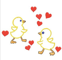 - SAMPLE SALE- Sketch Chicks with Hearts Design