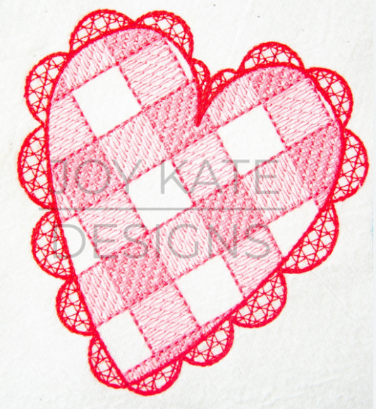- SAMPLE SALE- Sketch Scallop Gingham Heart Trio Design