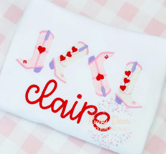 - SAMPLE SALE- Sketch Hearts Boots 2 Design
