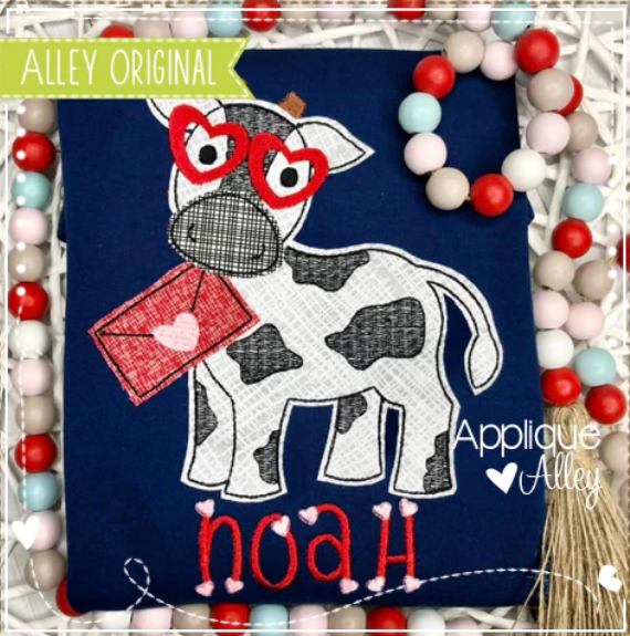 - SAMPLE SALE- Applique Cow Love Design