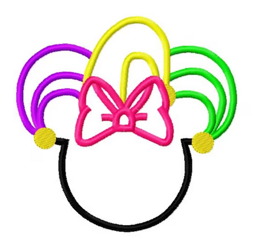 - SAMPLE SALE- Applique Joker Mouse with Bow Design