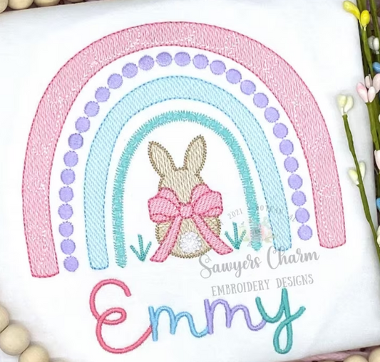 - SAMPLE SALE- Sketch Bunny Rainbow Design