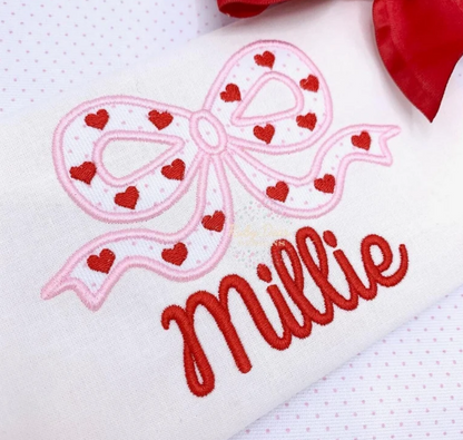 - SAMPLE SALE- Applique Heart Bow Design