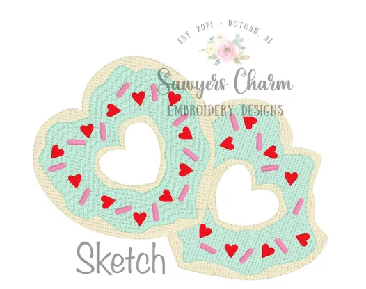 - SAMPLE SALE- Sketch Heart Donuts Design