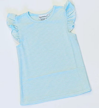 - Pre- Order - Embroidery Stripe Flutter Shirt