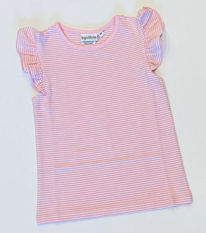 - Pre- Order - Embroidery Stripe Flutter Shirt
