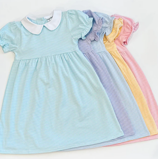 - Pre- Order - Embroidery Stripe Collar Dress