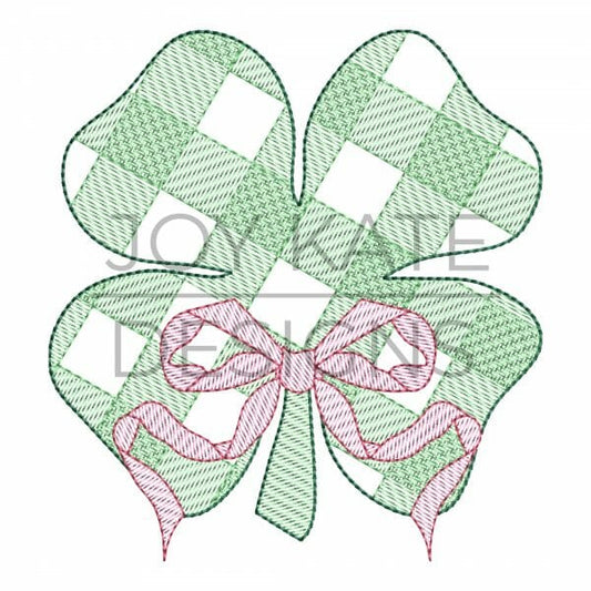 - SAMPLE SALE- Sketch Gingham Four Clover with Bow Design