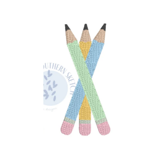 - SAMPLE SALE - Sketch Boys Pencil Trio Mini Design on Polo