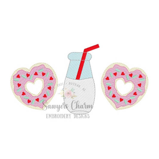 - SAMPLE SALE- Sketch Heart Donuts & Milk Design