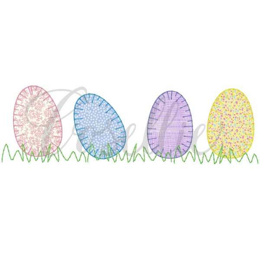 - SAMPLE SALE- Applique Easter Eggs in Grass Design