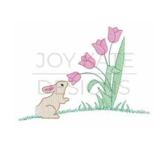 - SAMPLE SALE- Sketch Bunny & Tulips Design