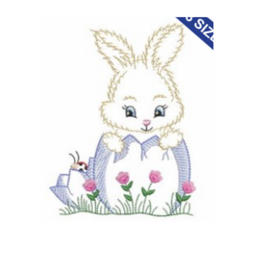 - SAMPLE SALE- Sketch Bunny in Egg Design