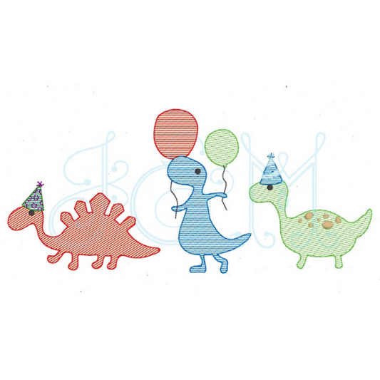 - SAMPLE SALE- Sketch Party Dino Trio Design