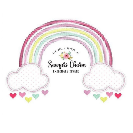 - SAMPLE SALE- Applique Heart Rainbow Design