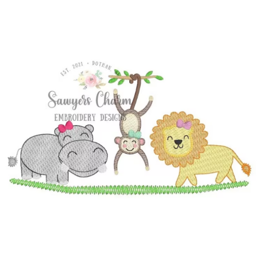 - SAMPLE SALE- Sketch Animal Friends with Bows Design