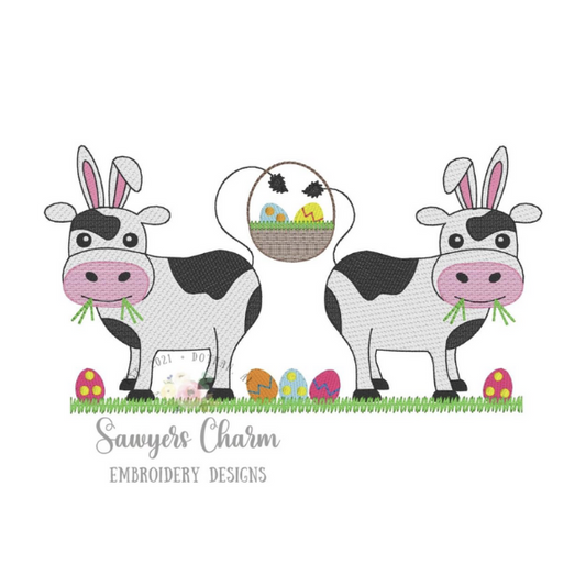 - SAMPLE SALE- Sketch Easter Cows Design