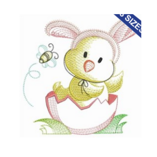 - SAMPLE SALE- Sketch Fuzzy Chick in Egg Design