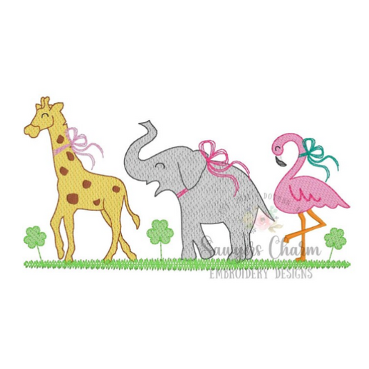 - SAMPLE SALE- Sketch Clover Animal Friends with Bows Design