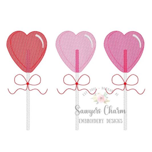 - SAMPLE SALE- Sketch Heart Suckers with Bow Design