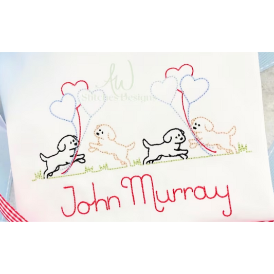 - SAMPLE SALE- Sketch Dog with Hearts Design
