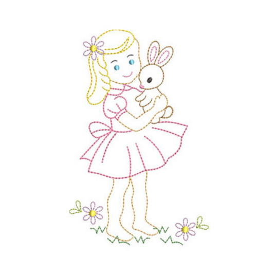 - SAMPLE SALE- Sketch Vintage Girl & Bunny Design