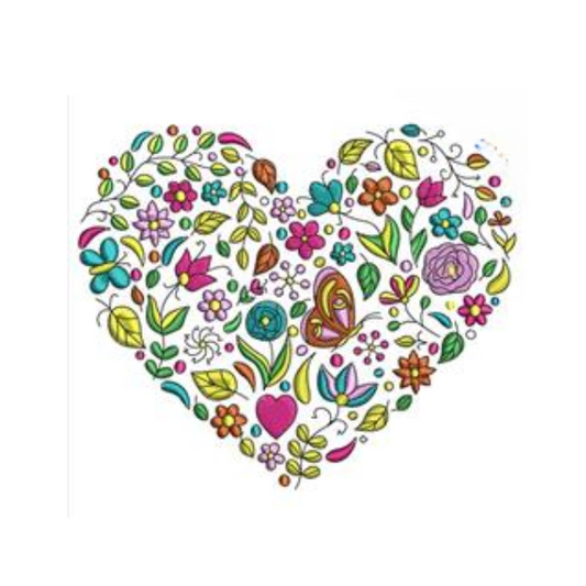- SAMPLE SALE- Sketch Floral Love Heart Design