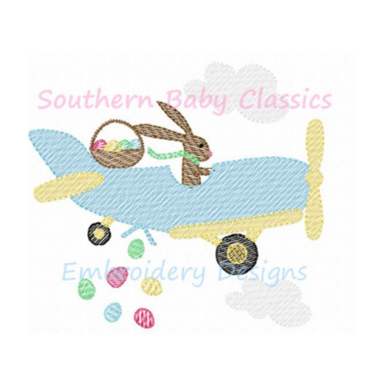 - SAMPLE SALE- Sketch Bunny Airplane 2 Design