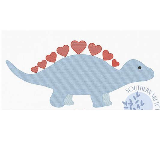 - SAMPLE SALE- Sketch Dinosaur with Hearts Design