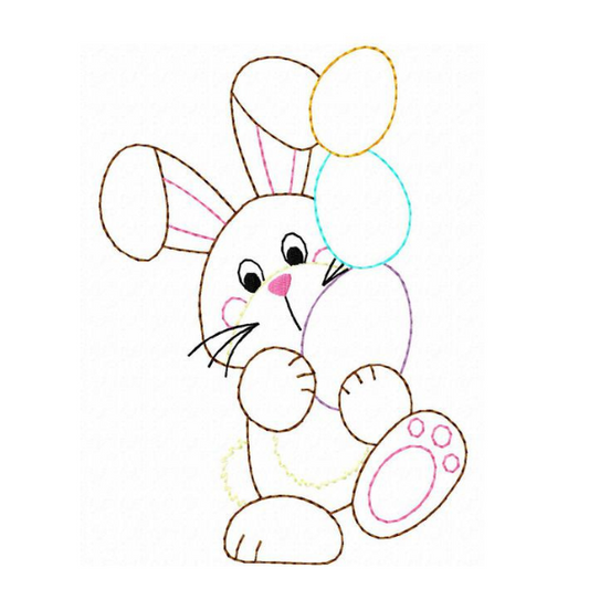 - SAMPLE SALE- Sketch Bunny with Eggs Design