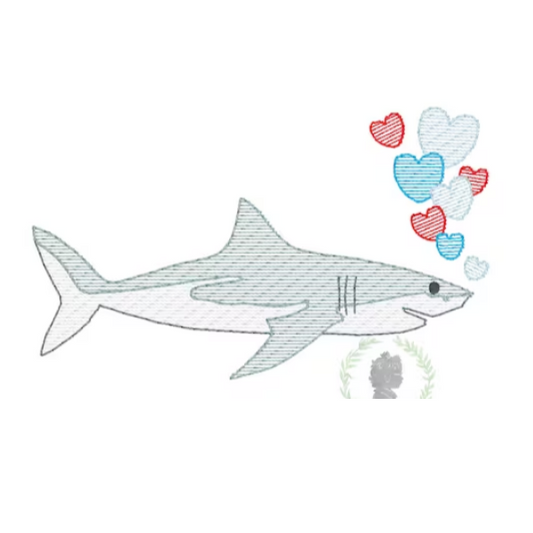 - SAMPLE SALE- Sketch Shark Hearts Design
