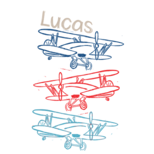 Printed Sketch Airplane Trio Design