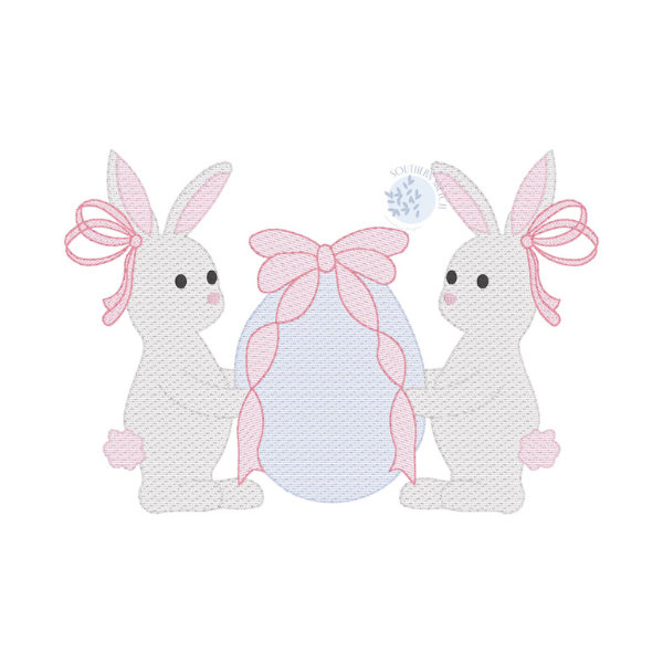 - SAMPLE SALE- Sketch Bunny Bow & Egg Design