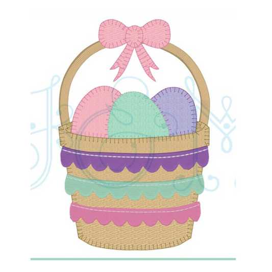 - SAMPLE SALE- Applique Easter Basket with Ruffles Design