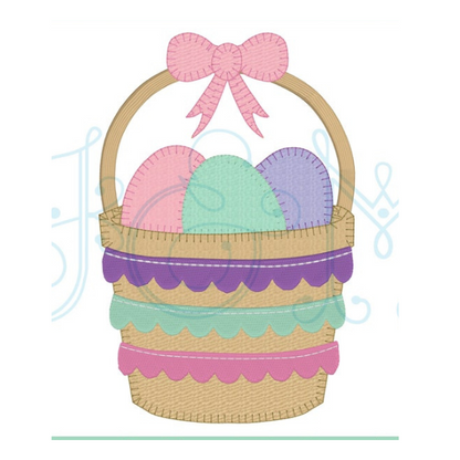 - SAMPLE SALE- Applique Easter Basket with Ruffles Design