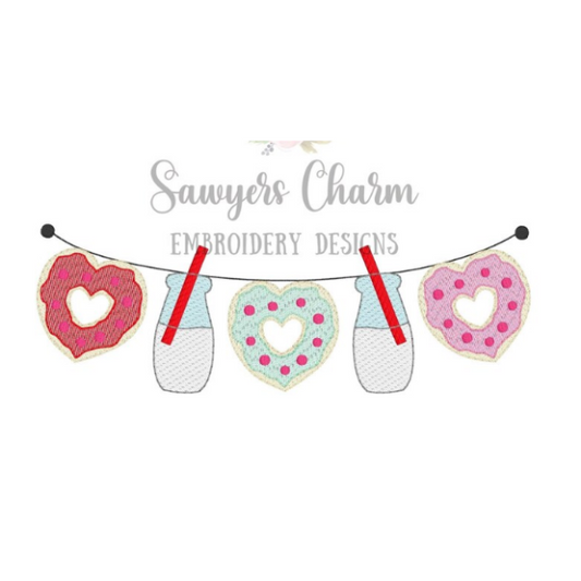 - SAMPLE SALE- Sketch Heart Donut Bunting Design