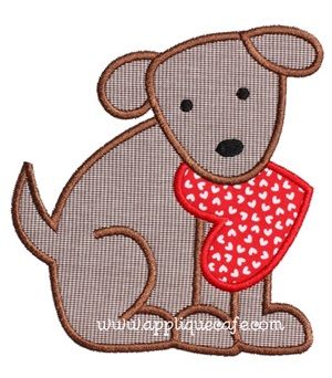 - SAMPLE SALE- Applique Dog with Heart Design