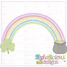 - SAMPLE SALE- Sketch Rainbow Clover Pot of Gold Design