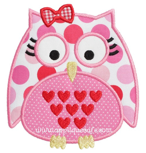 - SAMPLE SALE- Applique Owl with Hearts Design